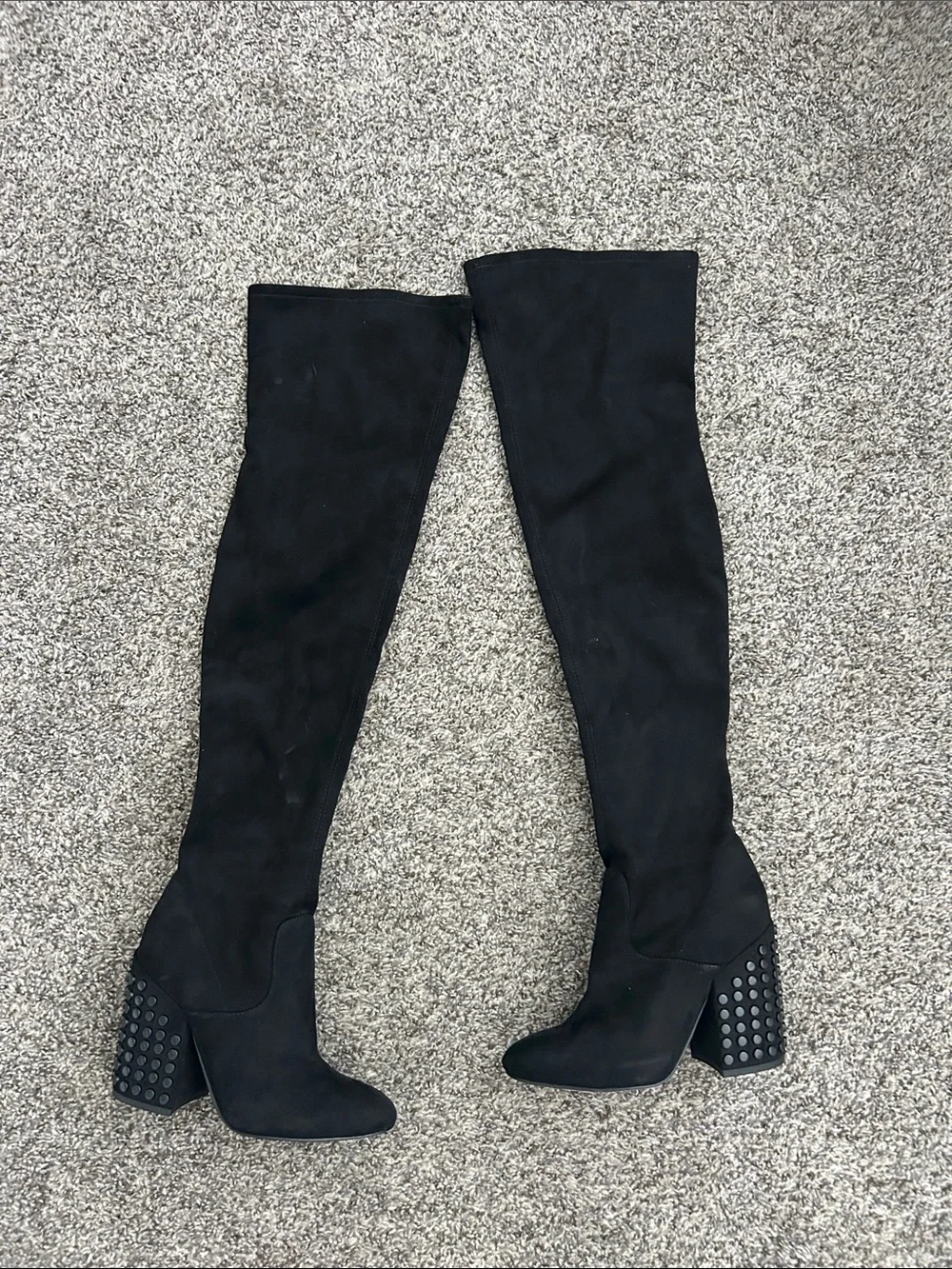 Women's Black Over-the-Knee Chunky Heel Boots